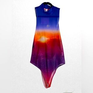 Elsie & Fred High Neck Body Suit in Ombré Mesh w Bandeau Bra Detail